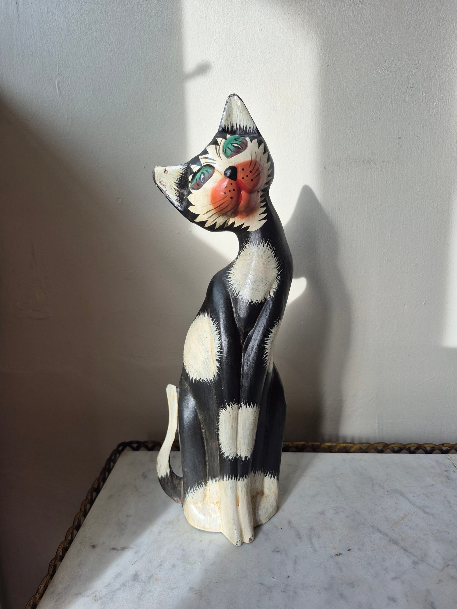 Hand Carved Folk Art Cat