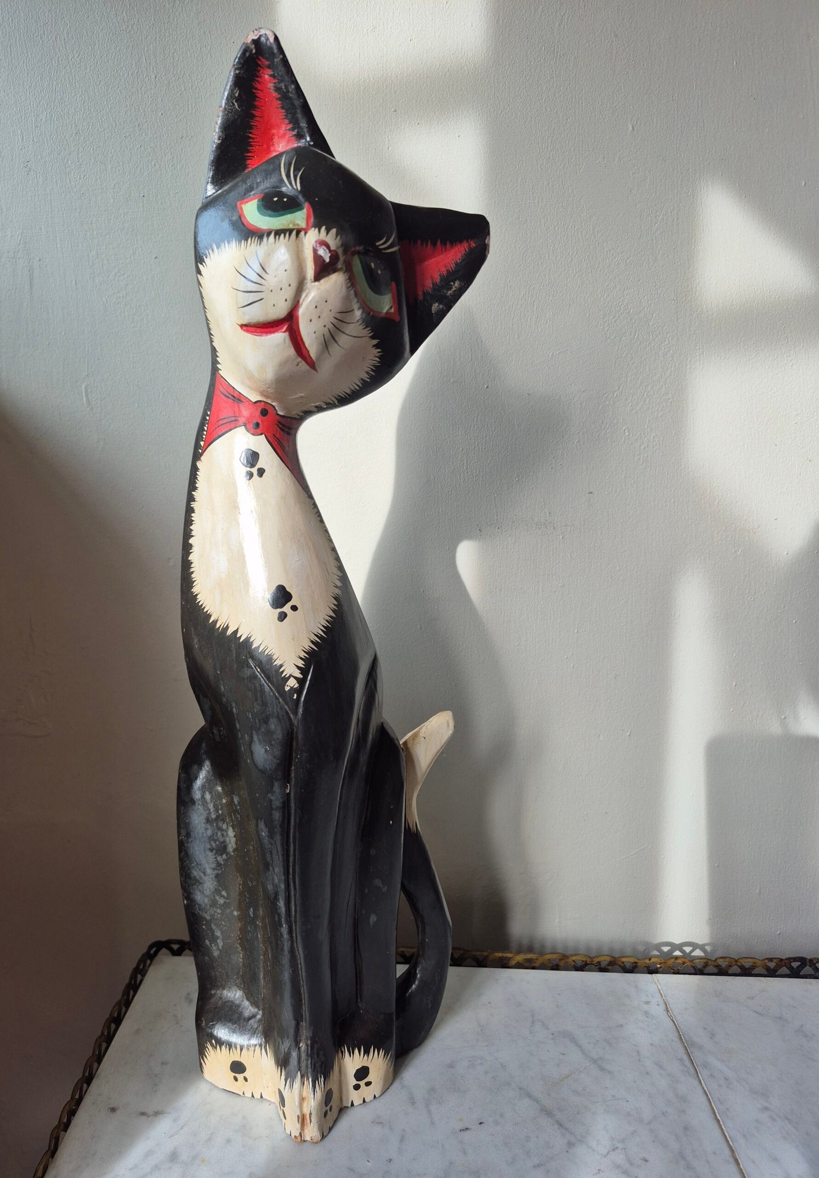 Hand Carved Folk Art Cat
