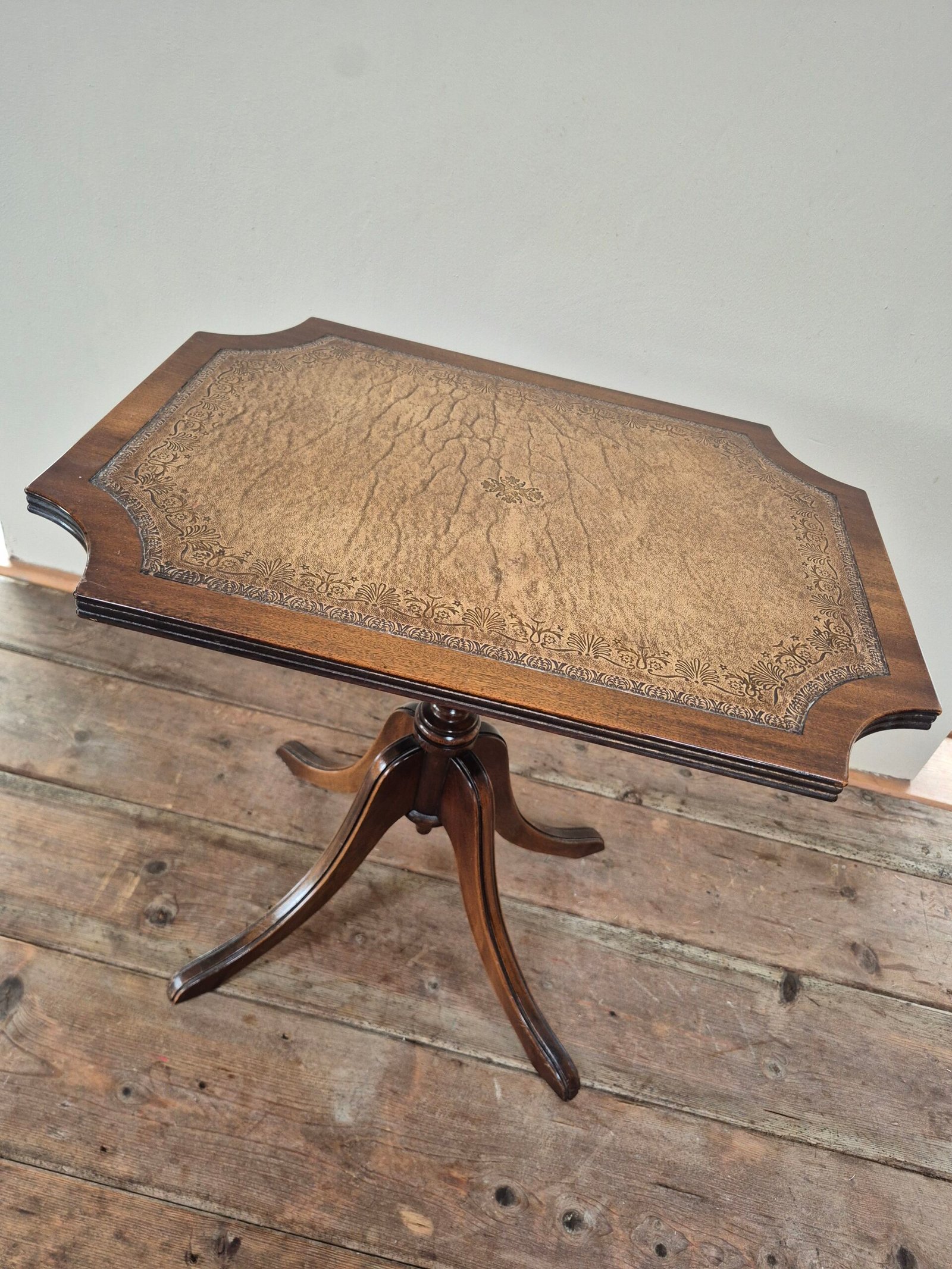 Leather Inlay Tilt Top Regency Style Mahogany Table