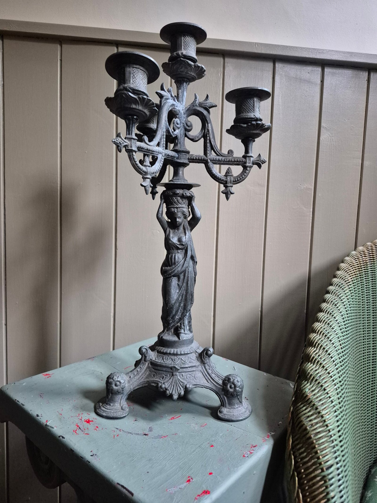 Italian Bronze Five Arm Candelabra