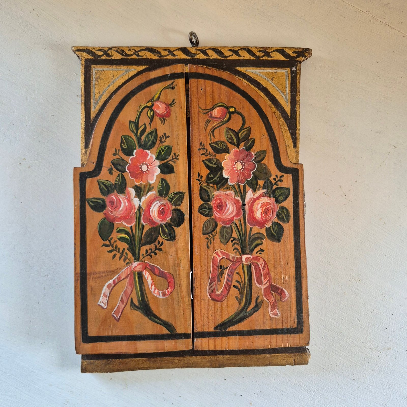 Hand Painted Triptych Icon with Saints - Image 2