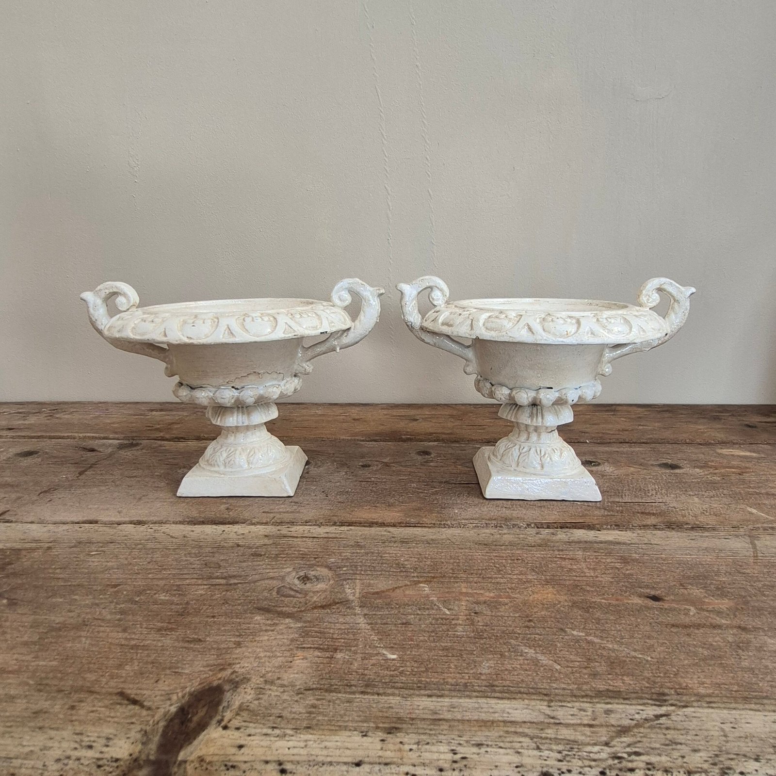 Pair of Cast Metal Urn Planters