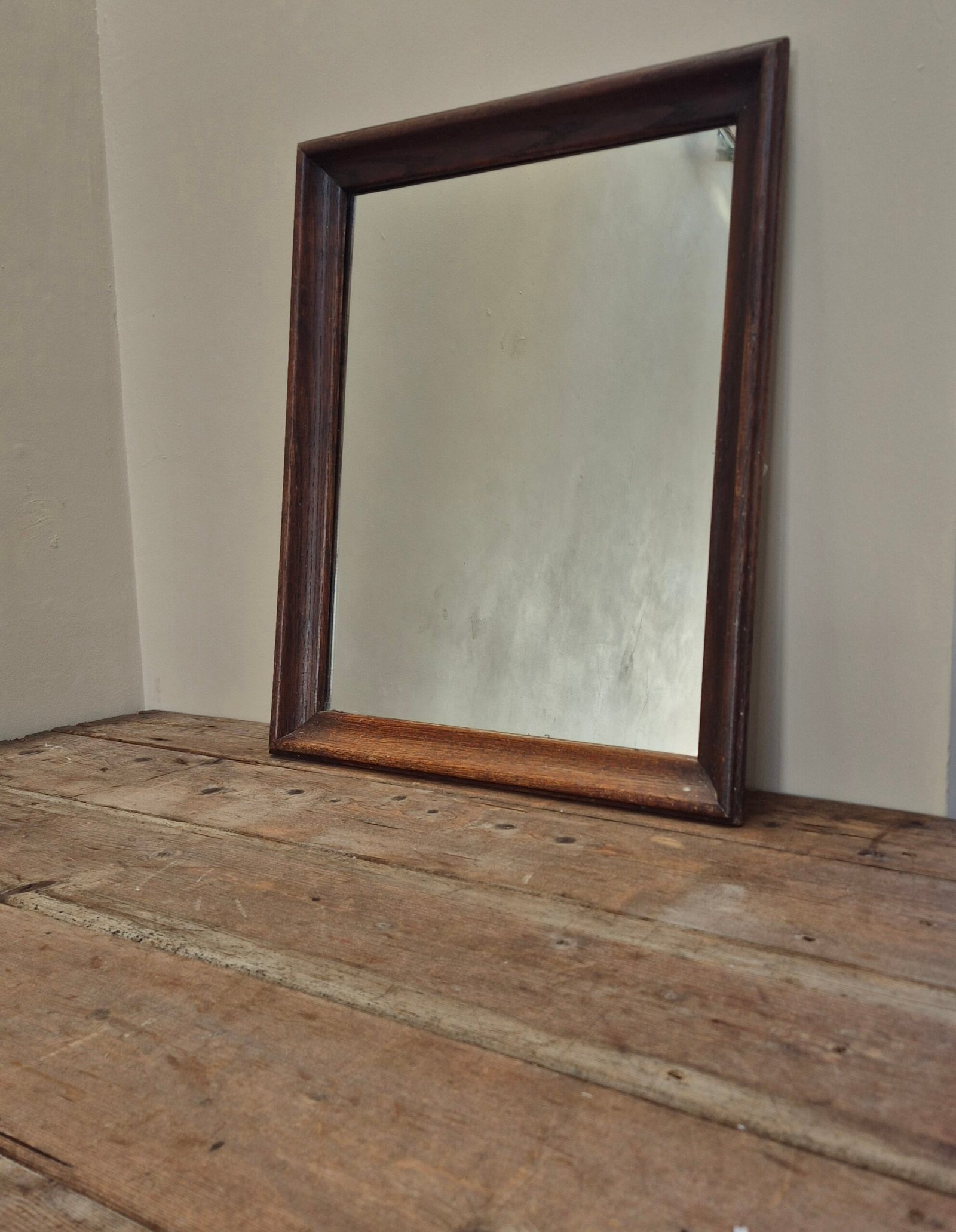 Antique Solid Oak Framed Wall Mirror - Image 2