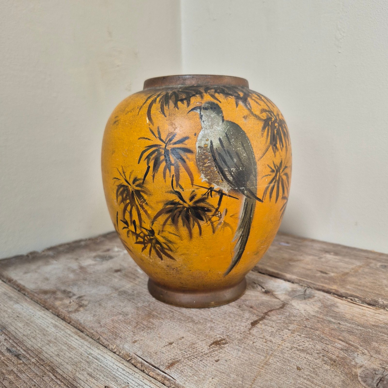 Hand Painted Bird Pottery Vase - Image 3