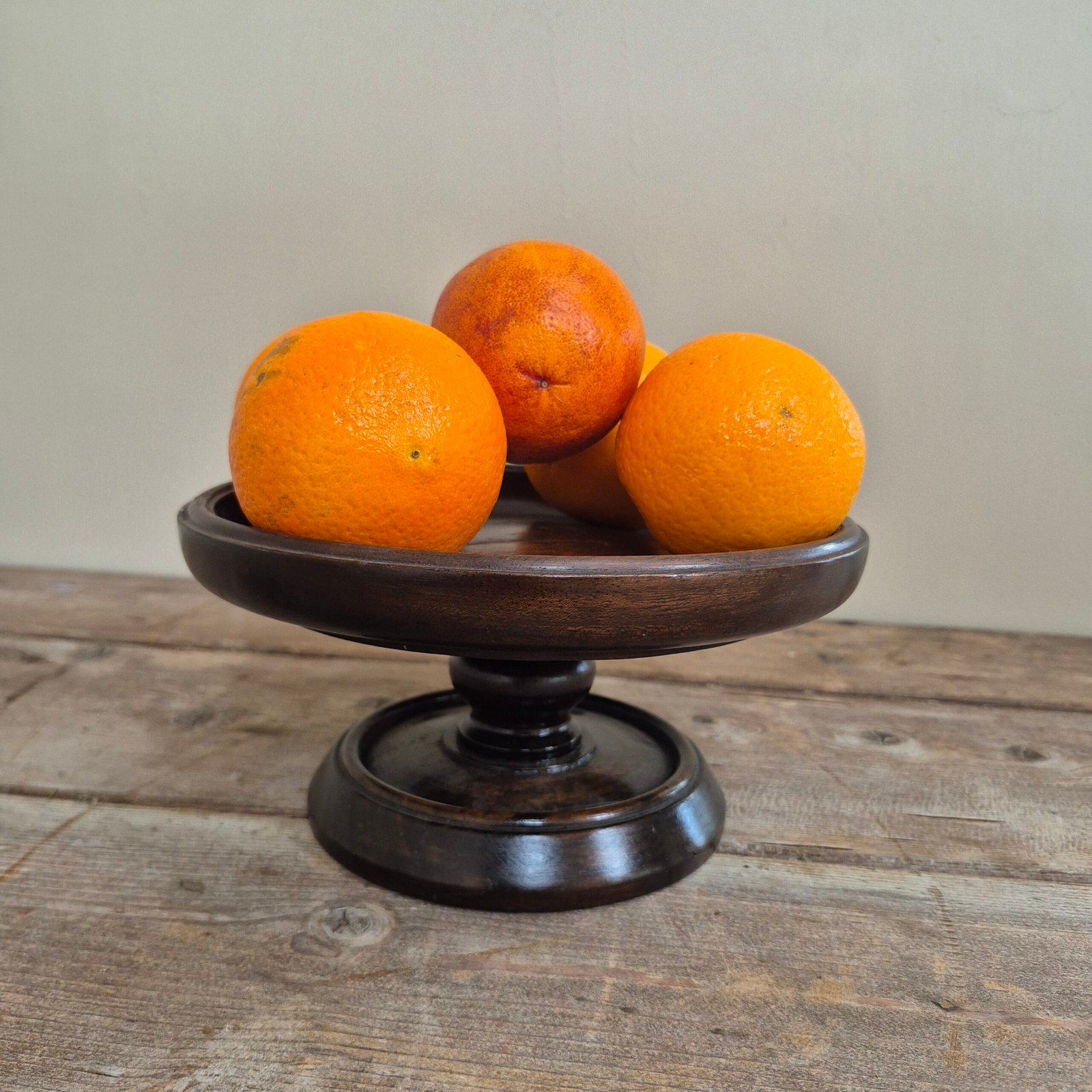 Vintage Wooden Pedestal Fruit Stand