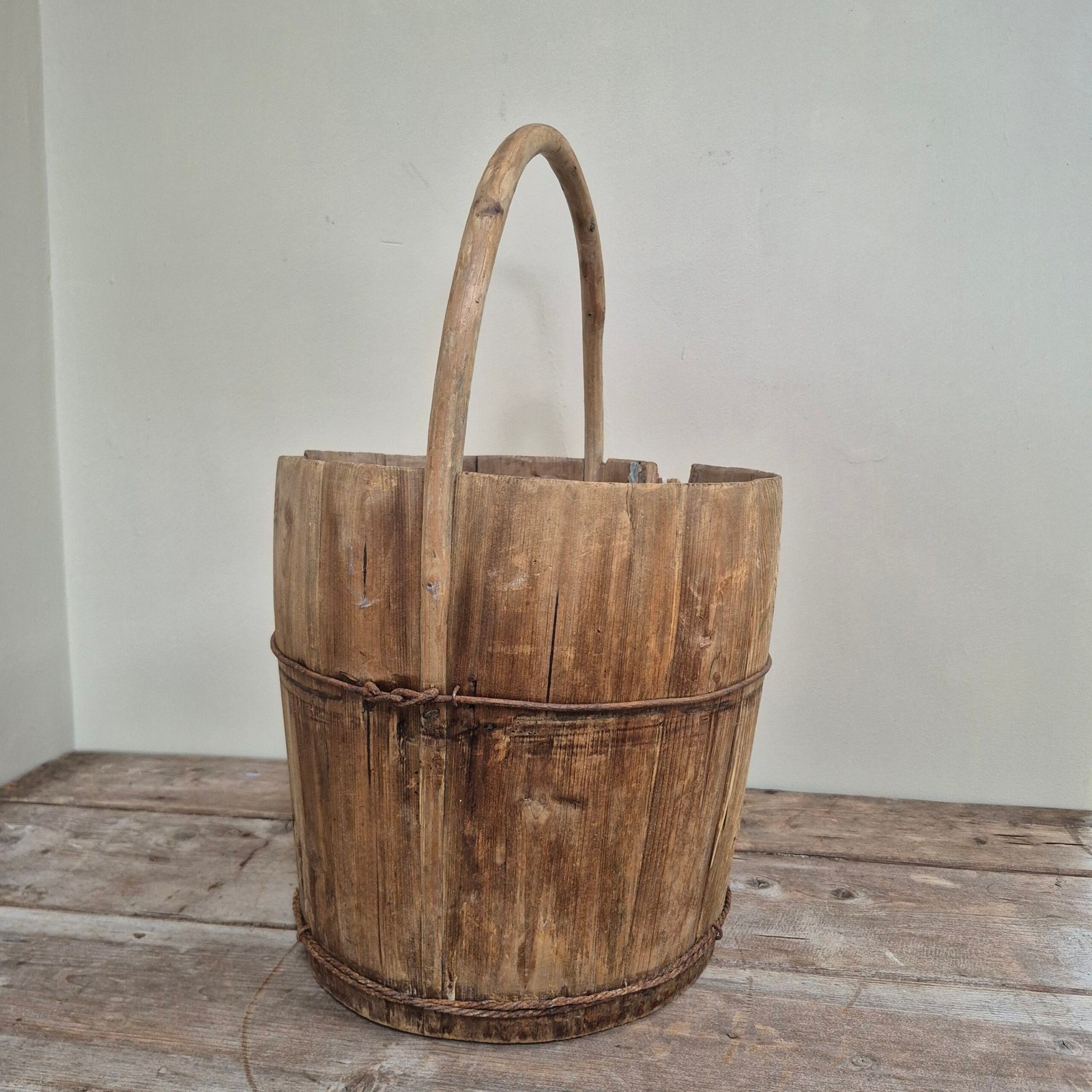 Antique Wooden Harvest Basket - Image 5