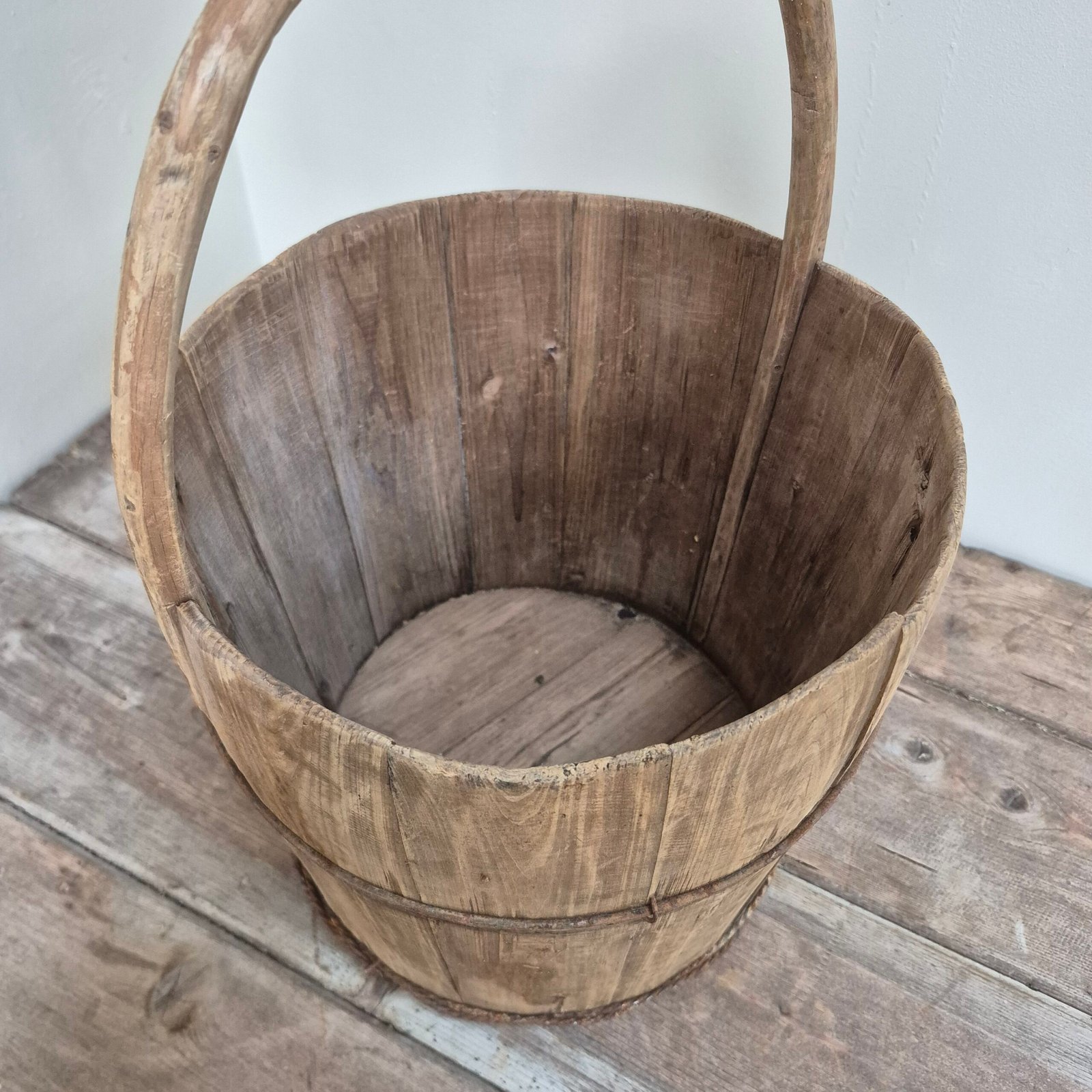 Antique Wooden Harvest Basket - Image 6