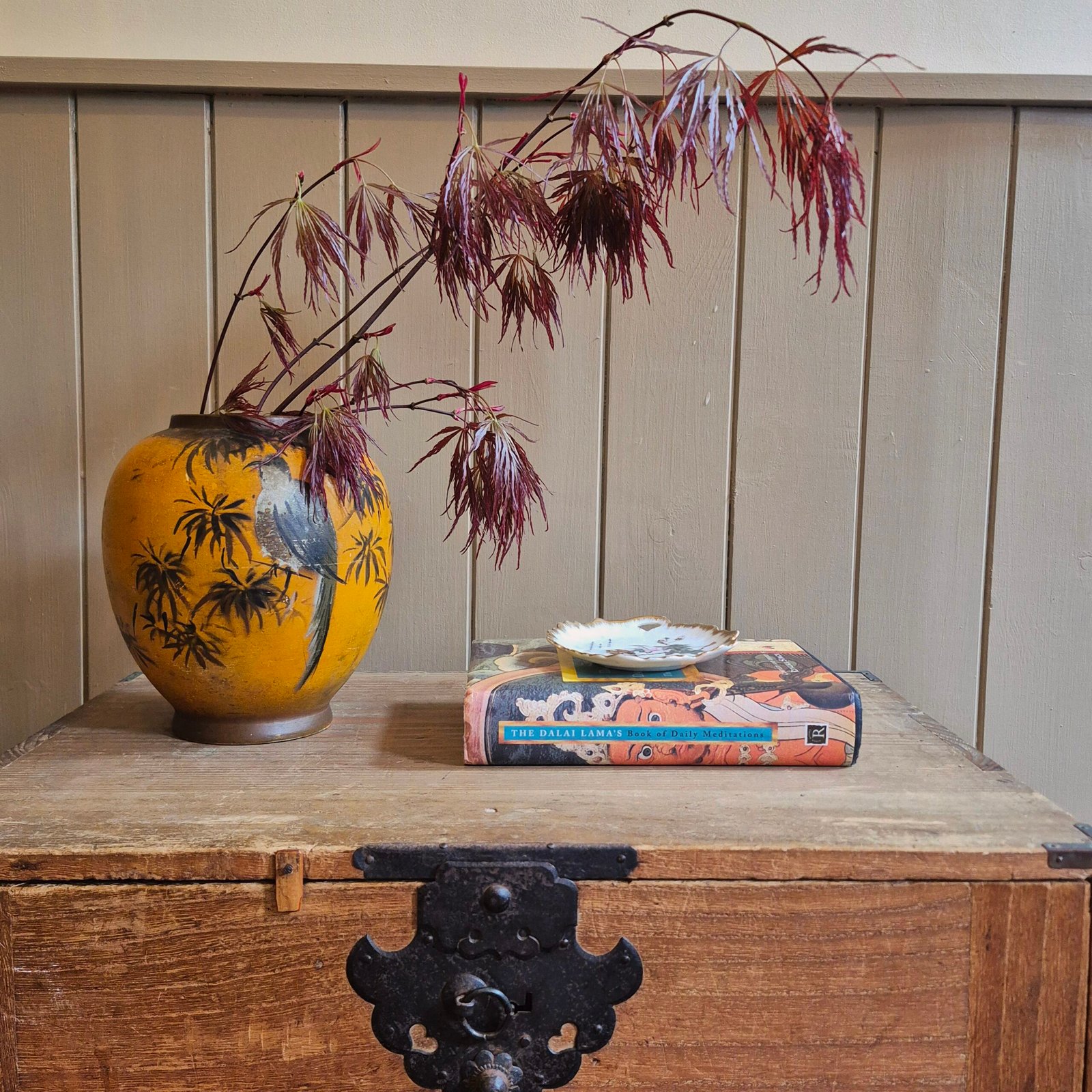 Hand Painted Bird Pottery Vase