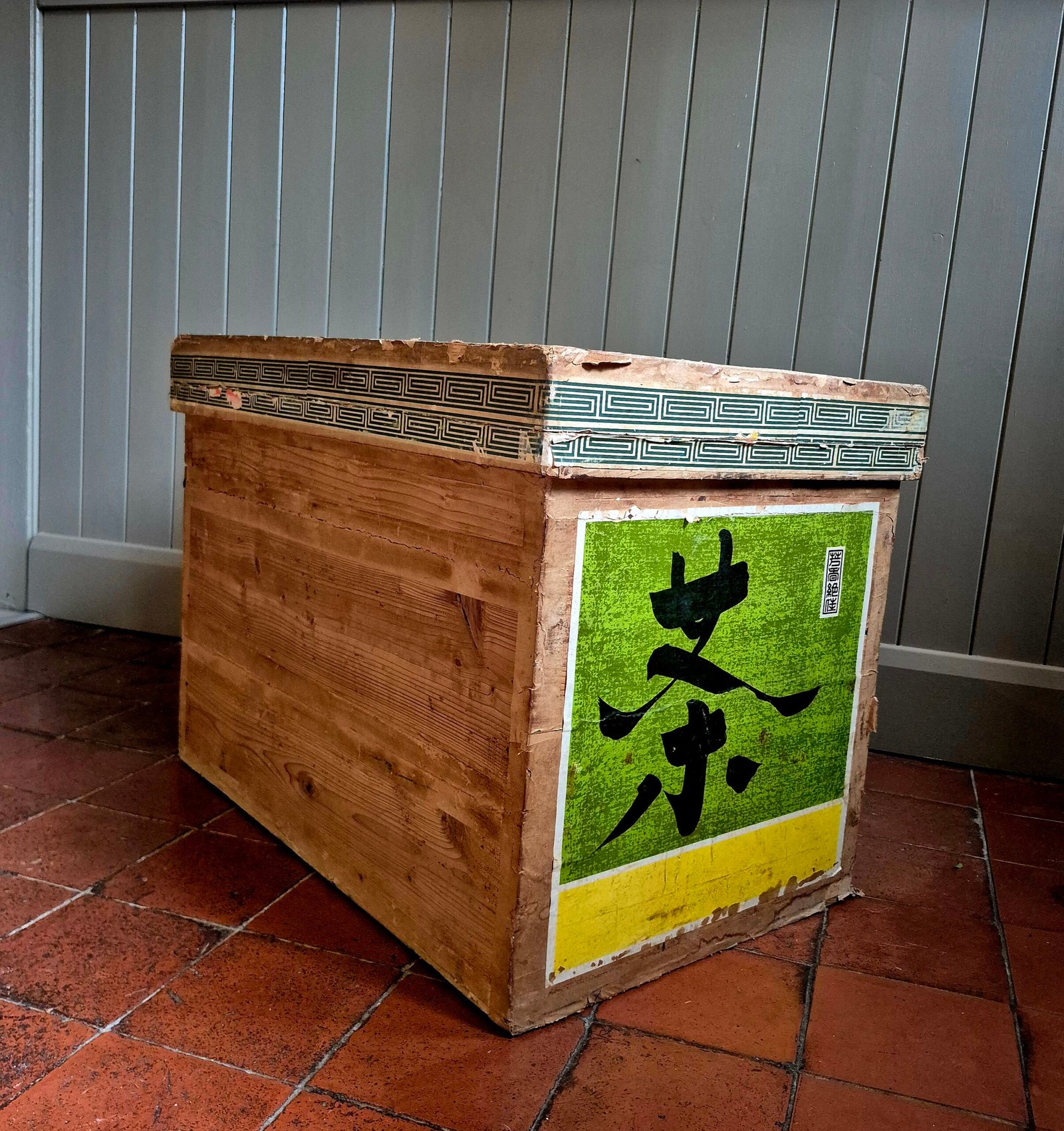 Vintage Japanese Tea Shipping Chest with Original Labels - Image 4